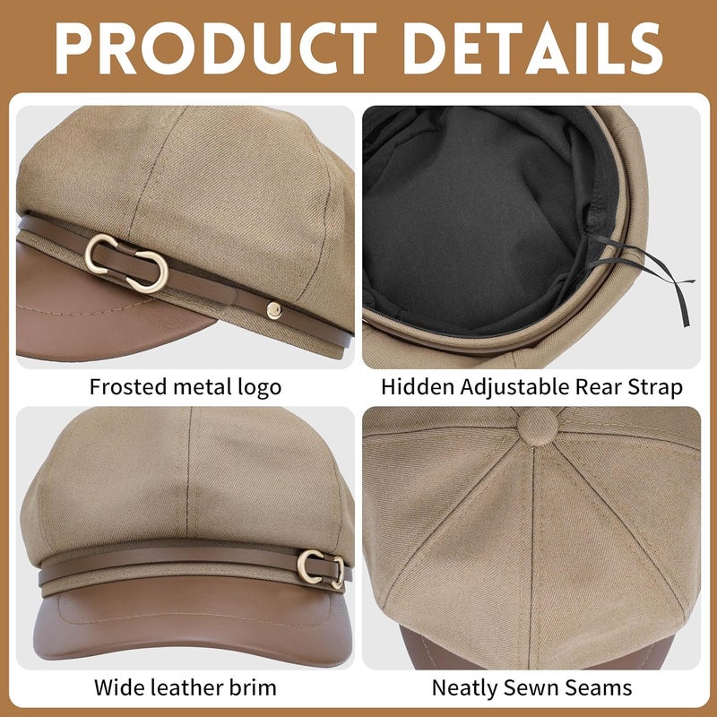 Busnos Newsboy Hats for Women and Men Beret Women's Hats & Caps Fall and Winter Womens Hat y2k Hat Women's Octagonal Cap - Image 5